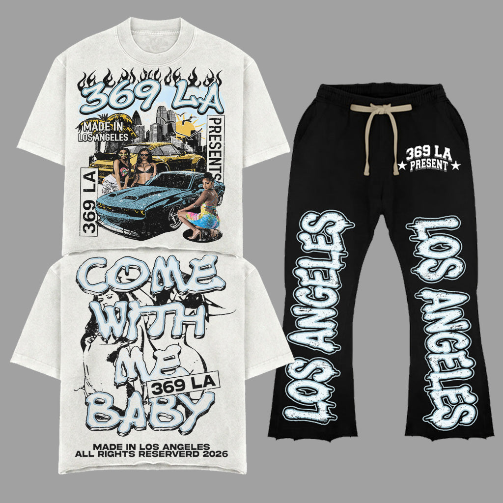 Come With Me Baby T-Shirt & Flare Sweatpants Full Set