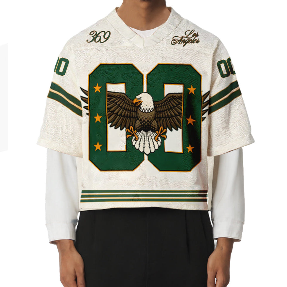 Cream Eagle Short-Sleeve Football Jersey