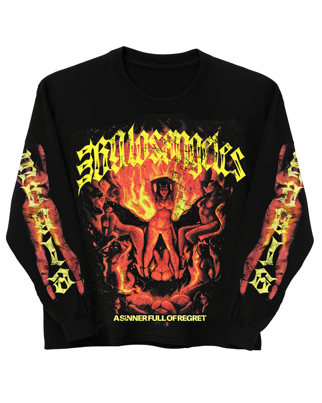 Sinners Repent Long-Sleeve T-Shirt & Flare Sweatpants Full Set