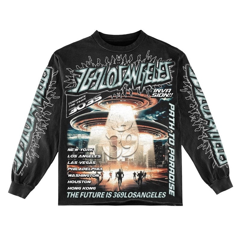 Invasion Long-Sleeve T-Shirt & Flare Sweatpants Full Set
