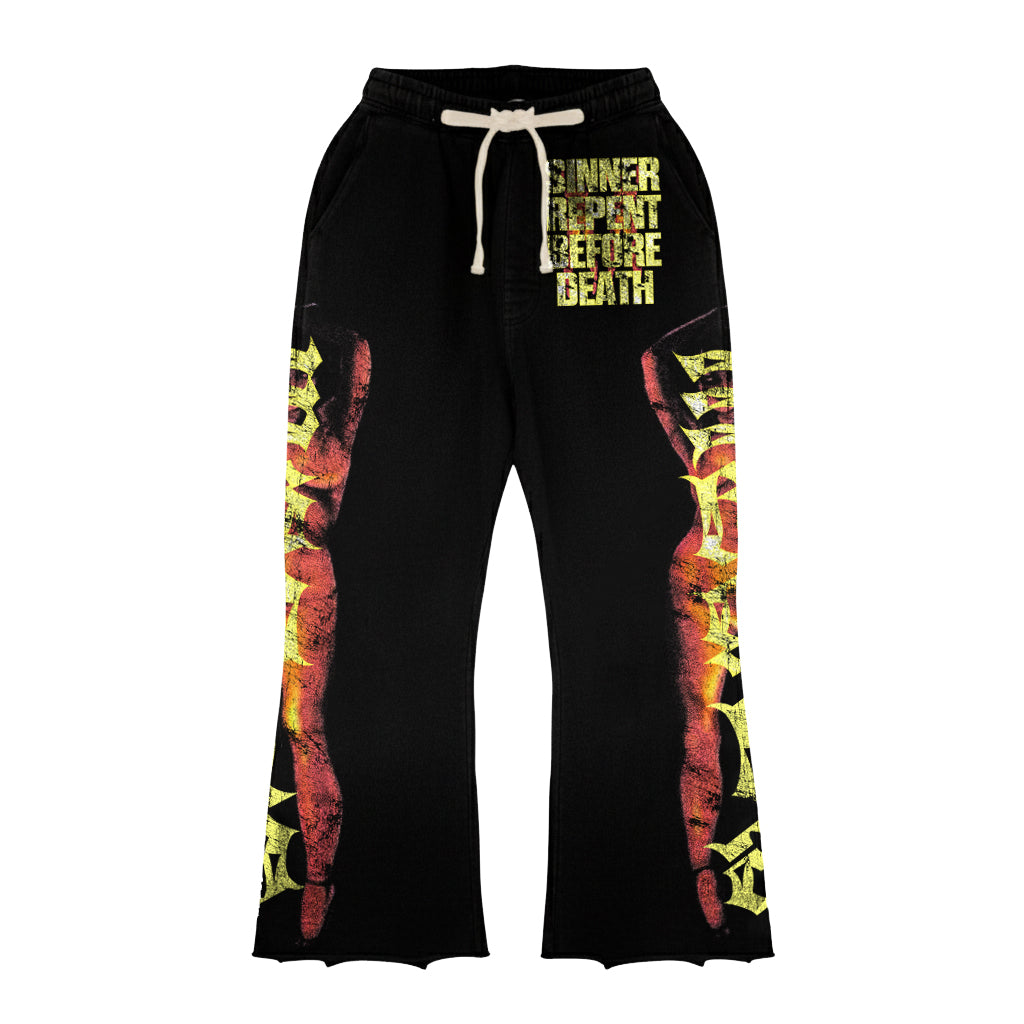 Sinners Repent Long-Sleeve T-Shirt & Flare Sweatpants Full Set