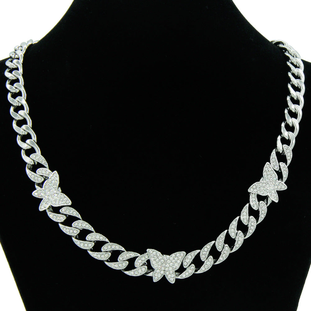 Butterfly Iced Out Cuban Link Necklace