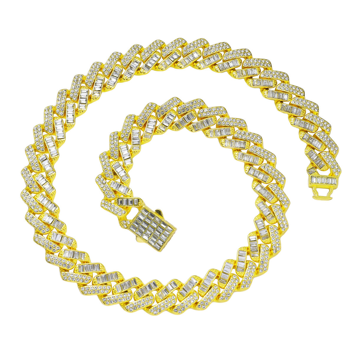 Mixed Stones Iced Out Cuban Link Necklace