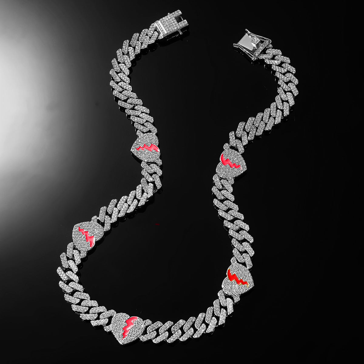 Broken Heart Iced Out Cuban Link Necklace