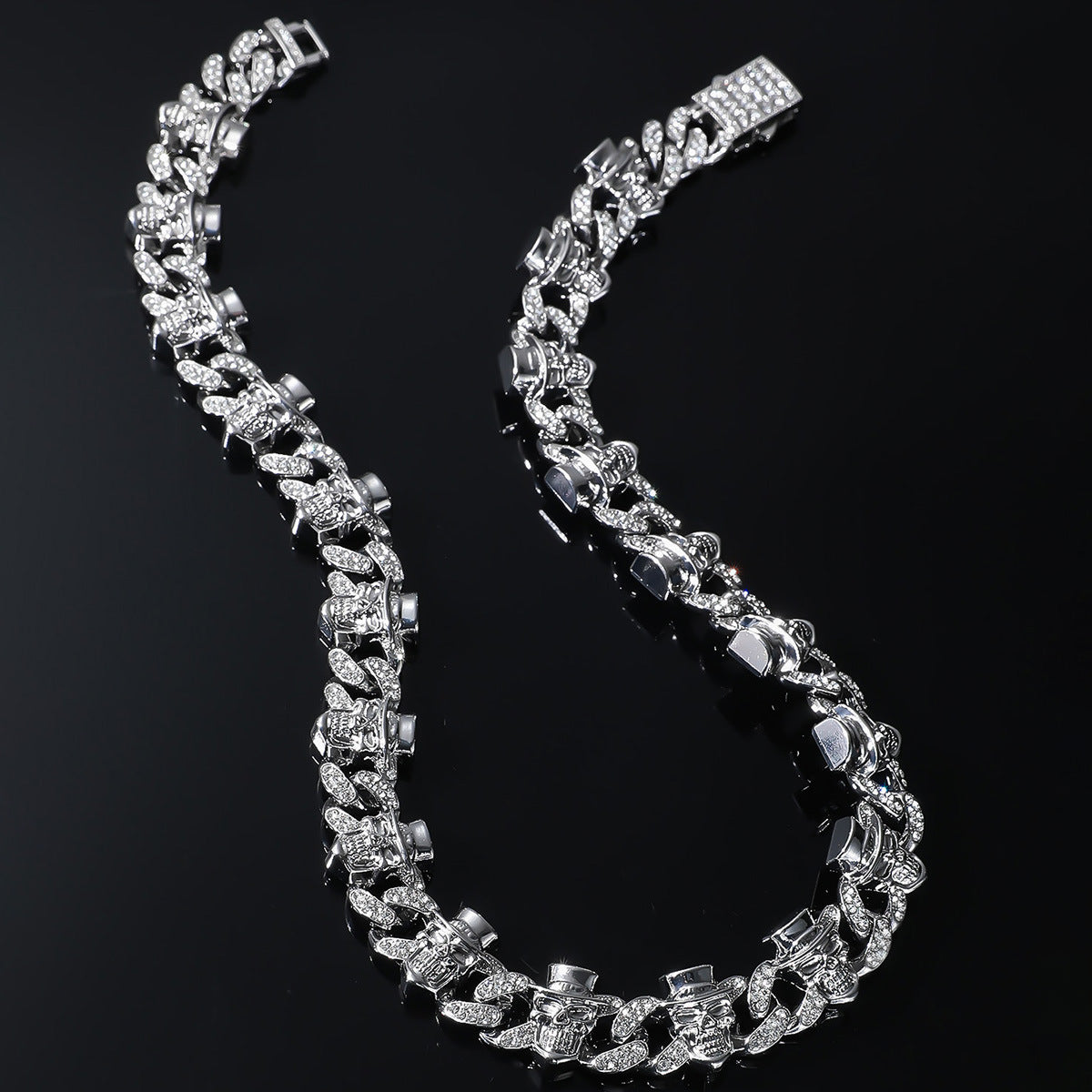 Skull with Hat Iced Out Cuban Link Necklace
