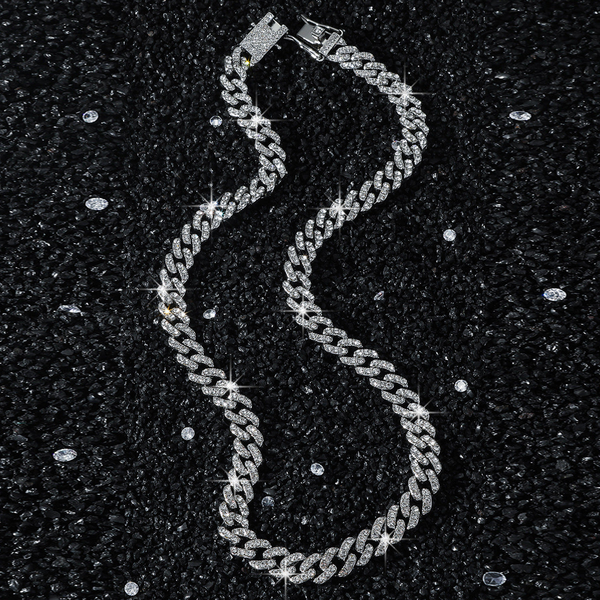 Plain Long Diamond Iced Out Cuban Link Necklace