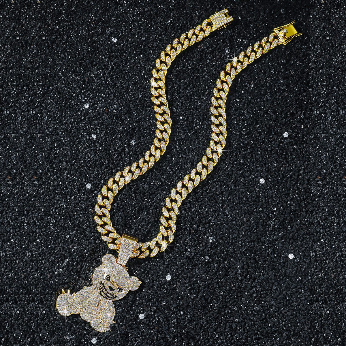 Angry Bear Iced Out Cuban Link Necklace