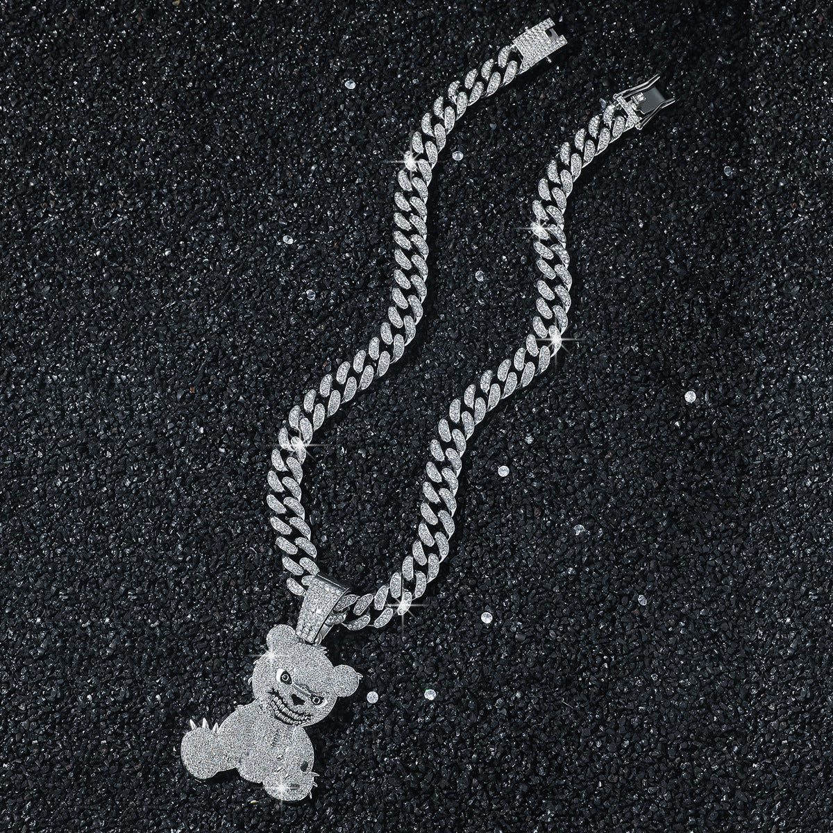 Angry Bear Iced Out Cuban Link Necklace