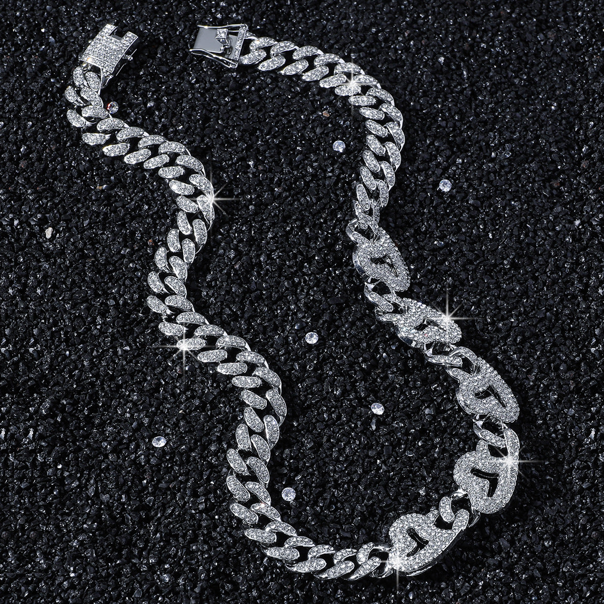 Plain Hearts Iced Out Cuban Link Necklace