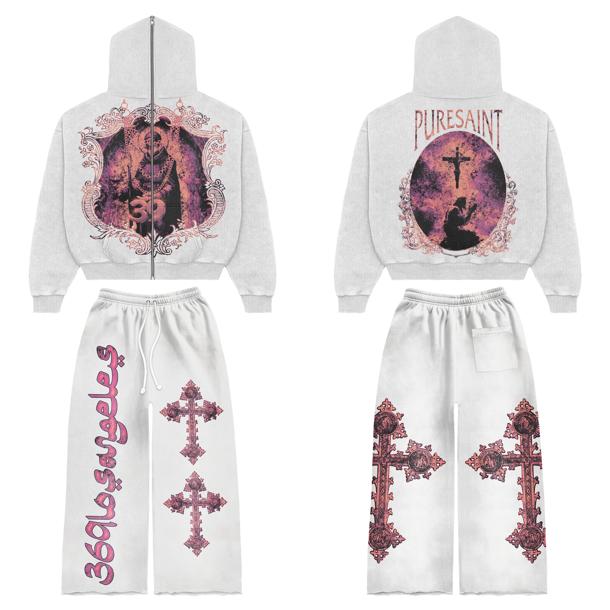 Pure Saint Full Zip Hoodie & Flare Sweatpants Set