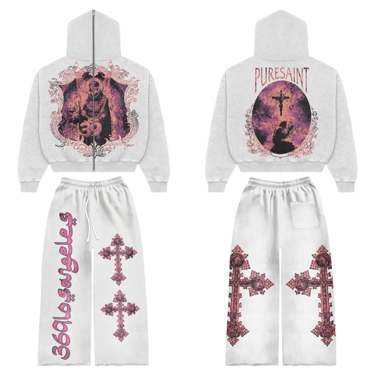 Pure Saint Full Zip Hoodie & Flare Sweatpants Set