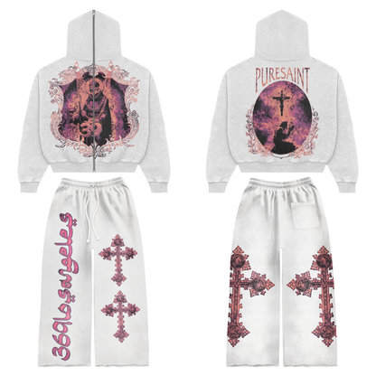 Pure Saint Full Zip Hoodie & Flare Sweatpants Set