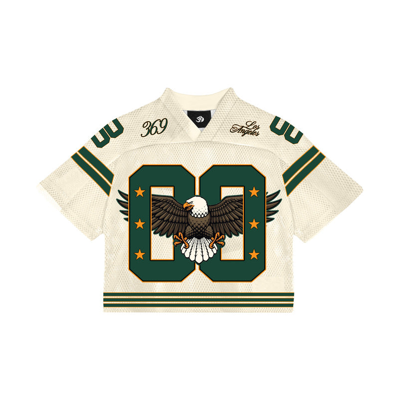 Cream Eagle Short-Sleeve Football Jersey