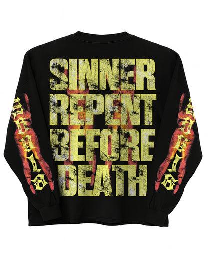 Sinners Repent Long-Sleeve T-Shirt & Flare Sweatpants Full Set