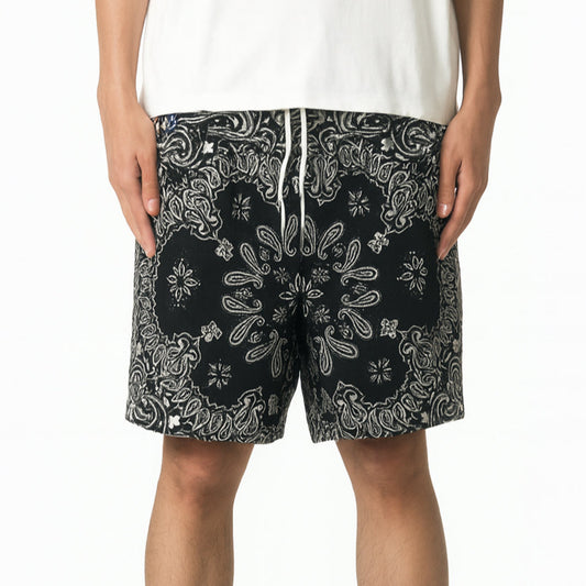 Black Bandana Mesh Shorts