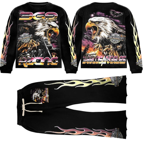 Champion Eagle Long-Sleeve T-Shirt & Flare Sweatpants Full Set