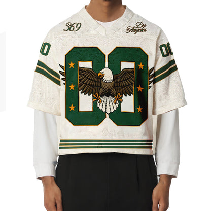 Cream Eagle Short-Sleeve Football Jersey