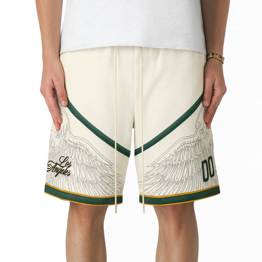 Cream Eagle Mesh Shorts