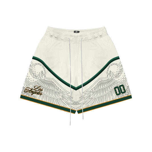 Cream Eagle Mesh Shorts