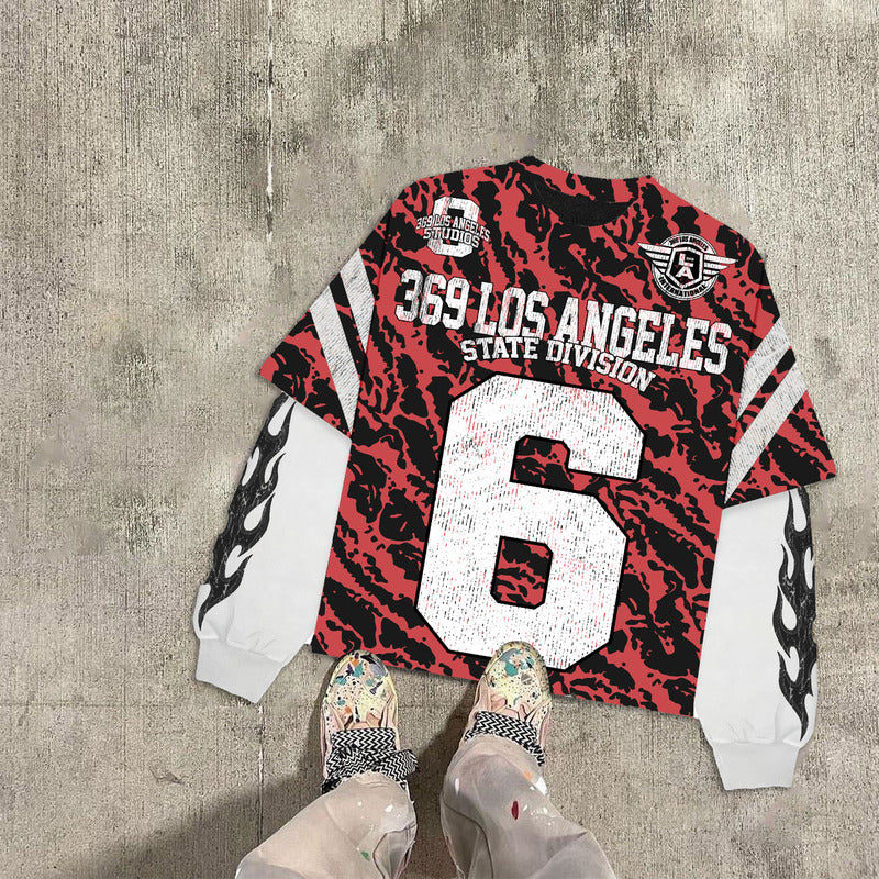 Red Tiger Jersey & Flare Sweatpants Full Set