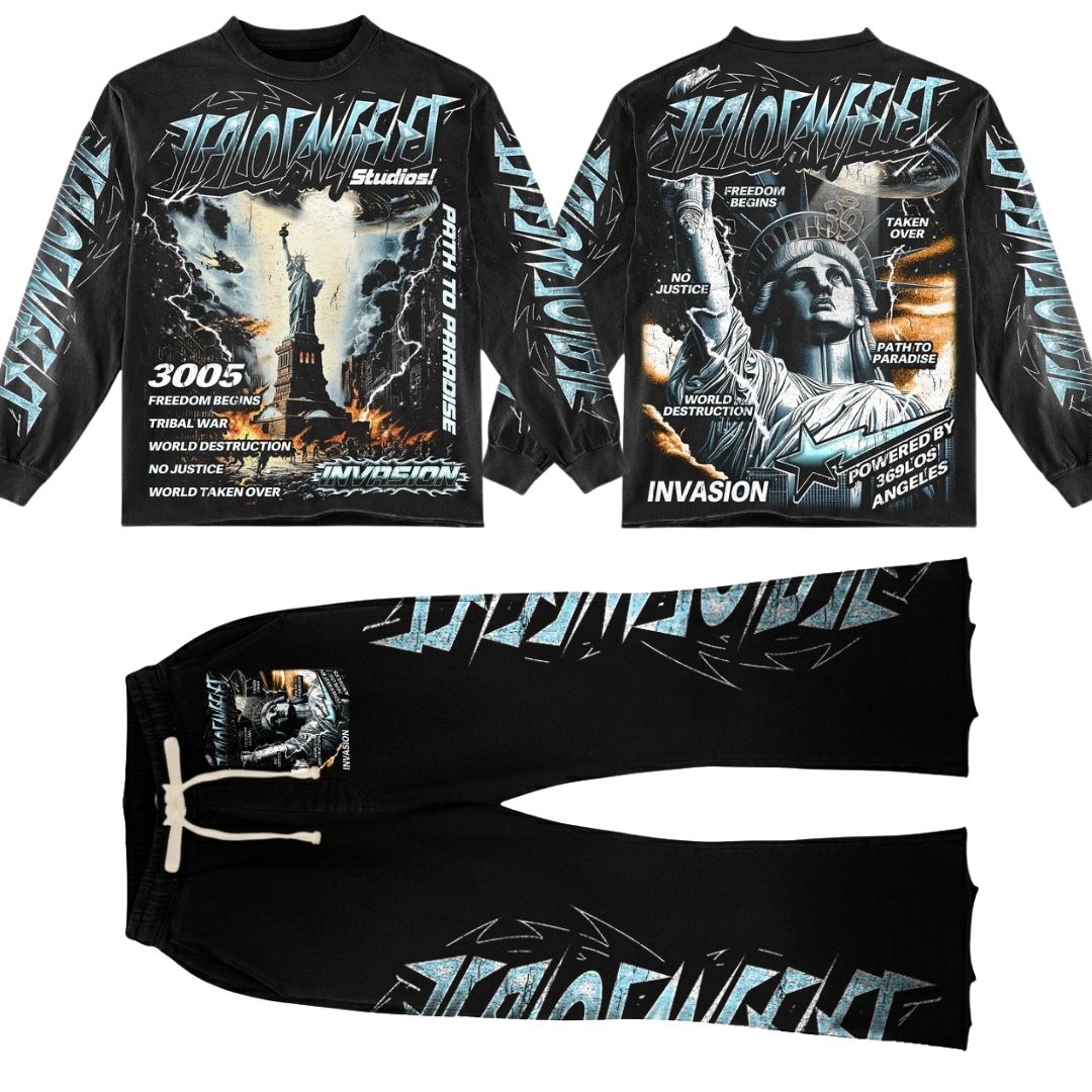 No Justice Long-Sleeve T-Shirt & Flare Sweatpants Full Set