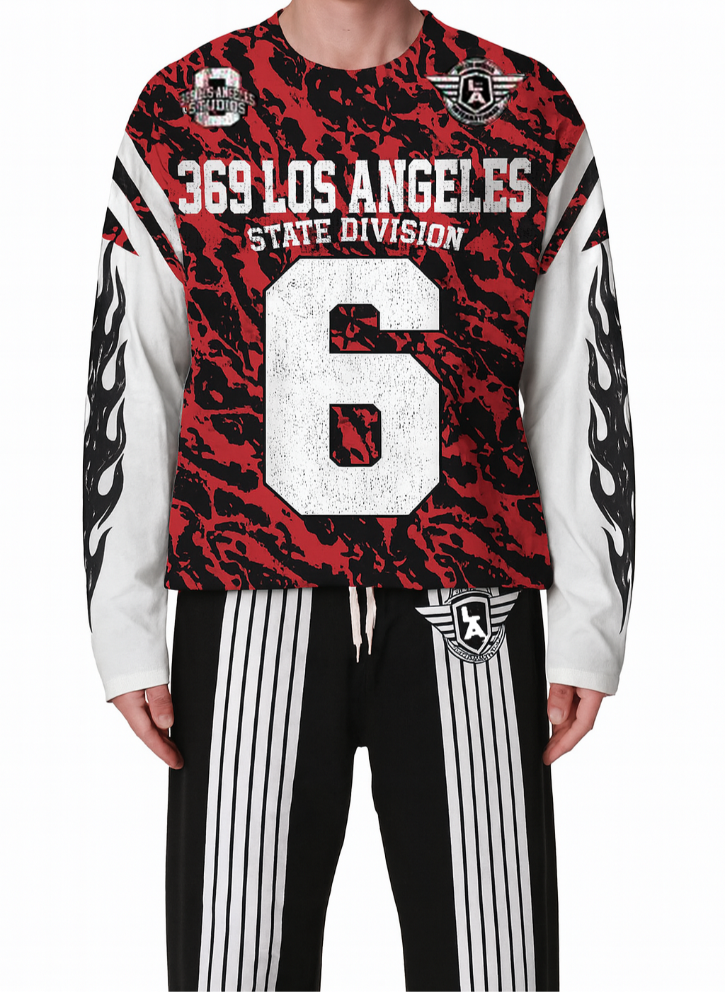 Red Tiger Jersey & Flare Sweatpants Full Set
