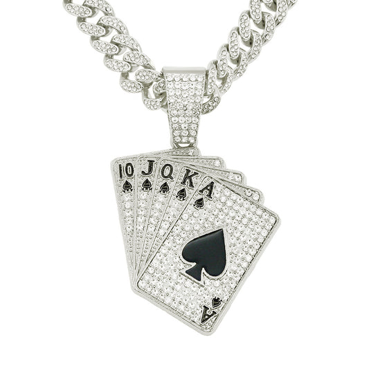 Royal Flush Iced Out Cuban Link Necklace