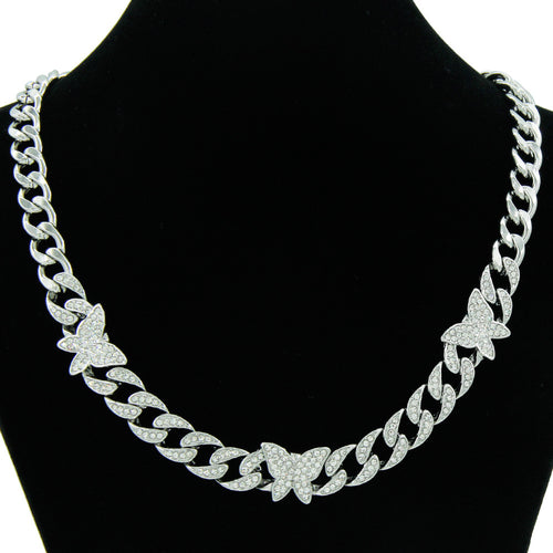 Butterfly Iced Out Cuban Link Necklace