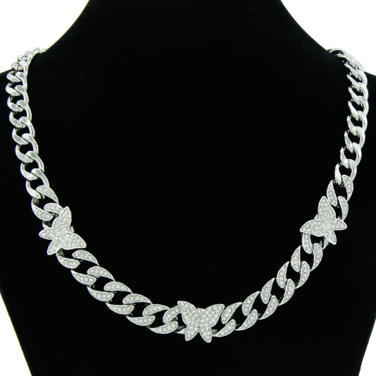 Butterfly Iced Out Cuban Link Necklace