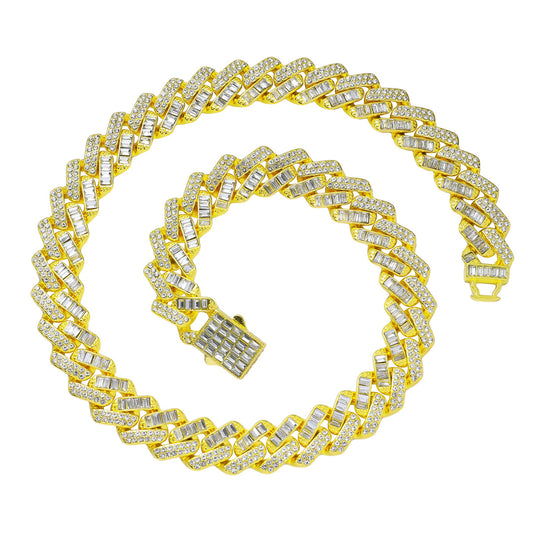 Mixed Stones Iced Out Cuban Link Necklace