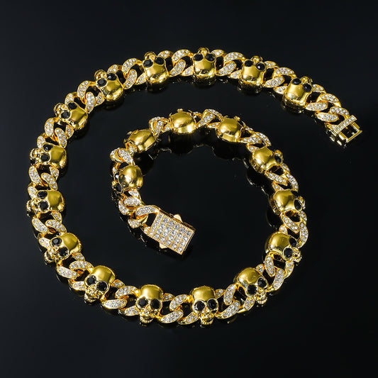 Skull Iced Out Cuban Link Necklace