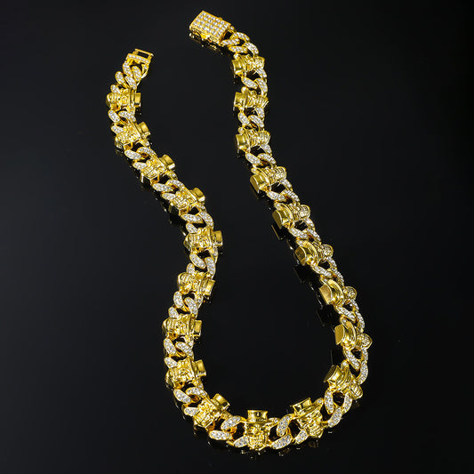 Skull with Hat Iced Out Cuban Link Necklace