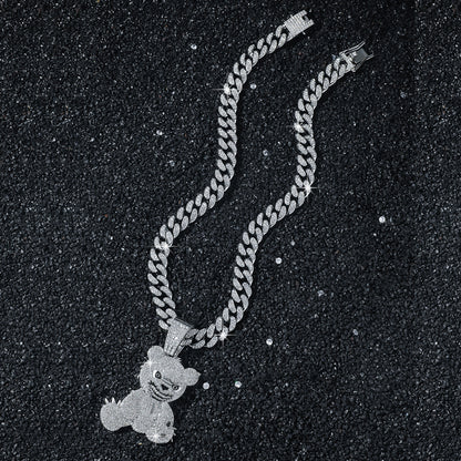 Angry Bear Iced Out Cuban Link Necklace