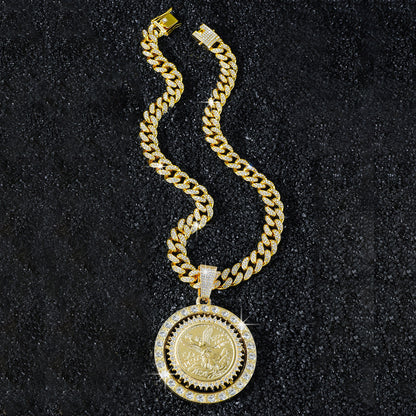 Coin Iced Out Cuban Link Necklace