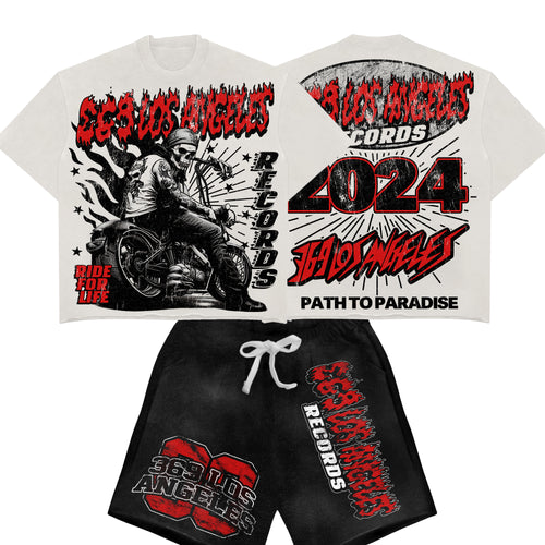 Skeleton Biker T-Shirt & Sweatshorts Full Set