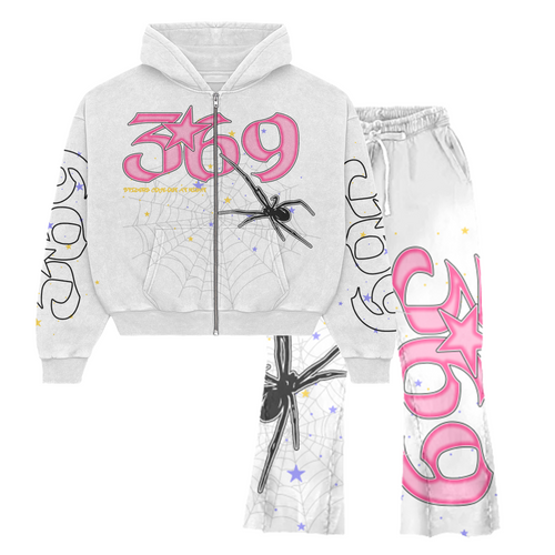 Spider Full Zip Hoodie & Flare Sweatpants Set